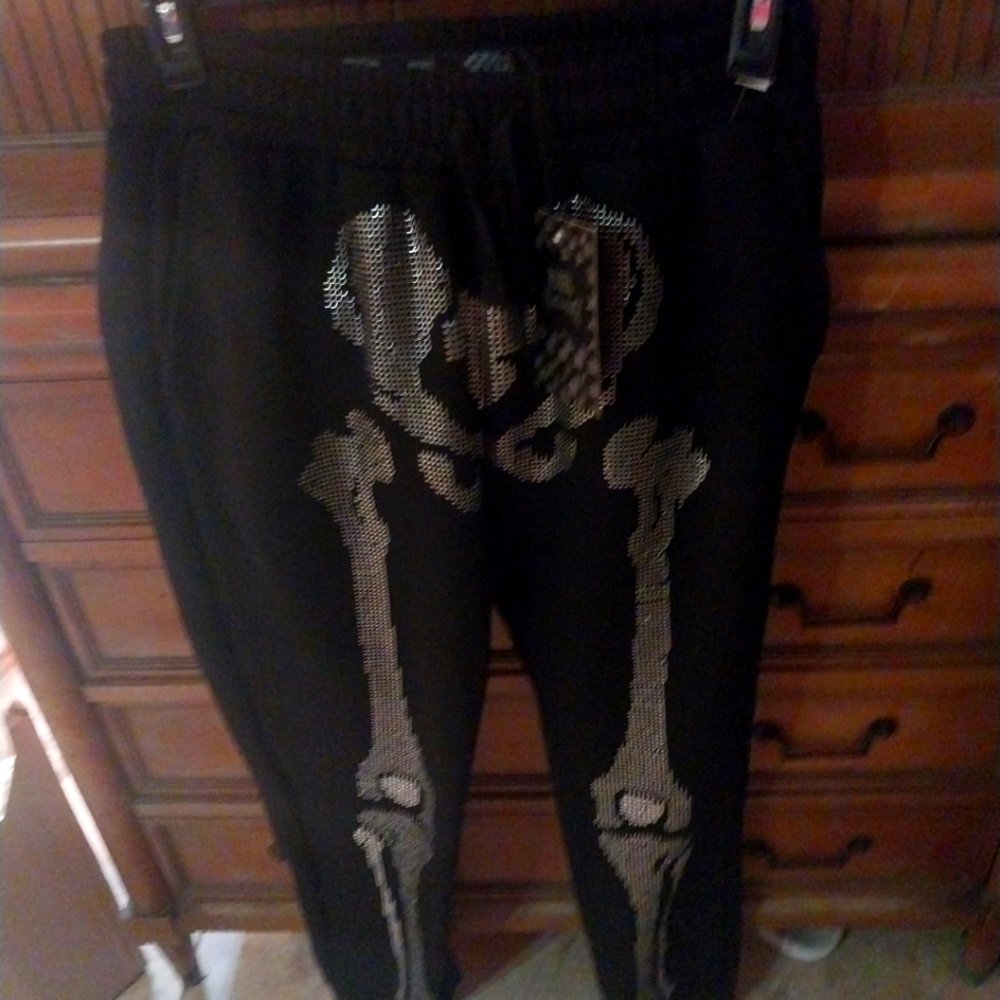 Rrbel Black Joggers with Skeleton Design Medium